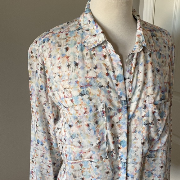 Anthropologie Cloth & Stone Watercolor Relaxed Buttondown Shirt M - Picture 2 of 11